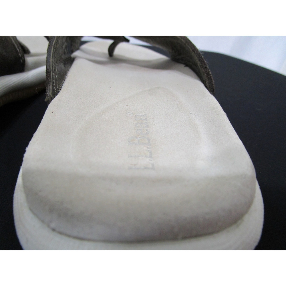 L.L. Bean Olive Green Suede Leather Toe Loop Slide Sandals Women Sz 8 - Picture 8 of 11